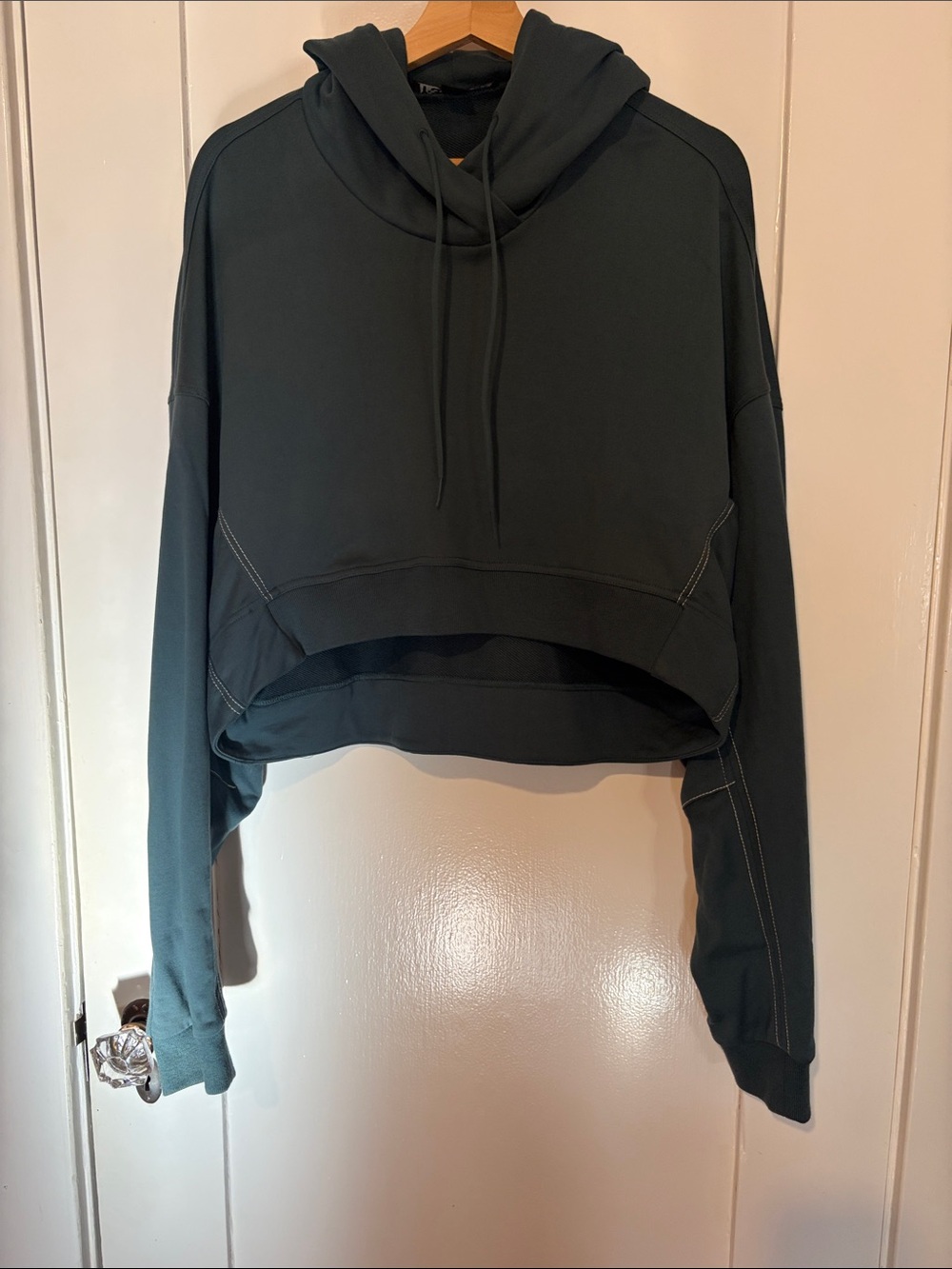 Yohji Yamamoto Cropped Hoodie in Dark Green